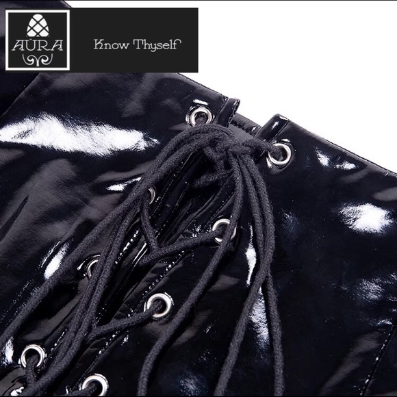 Pleather Leather Shorts Goth Emo BDSM - Picture 6 of 8